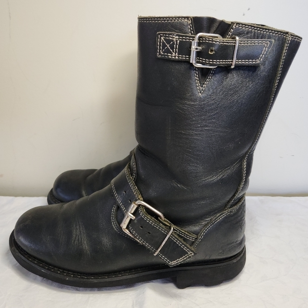 John Fluevog Vintage Black Leather Engineer Boots